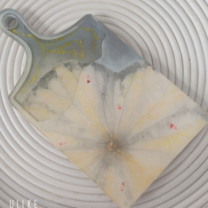 Wooden Serving Tray with Lotus Leaf